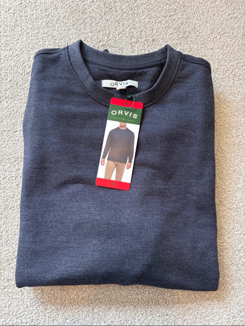 Orvis Mens Crewneck Sweater in Heather Navy